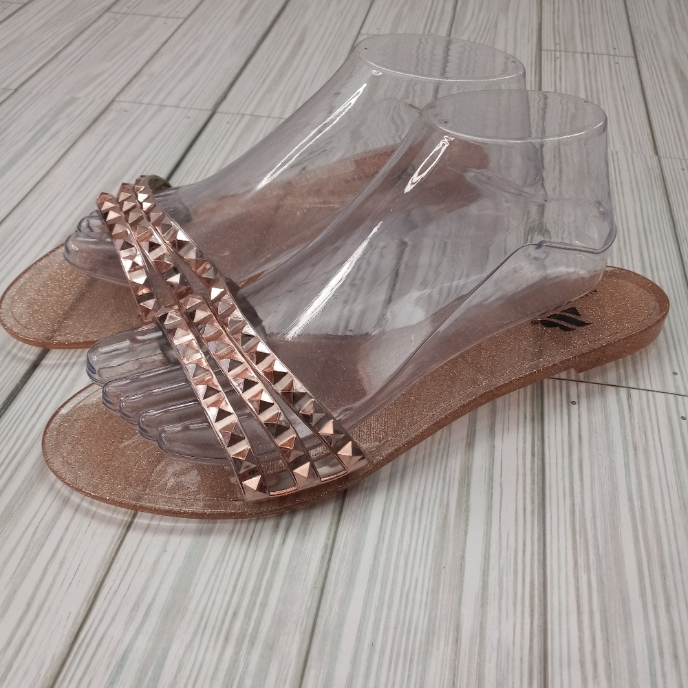 Alexandria Brandao Rose Gold Studded Jelly Sandals